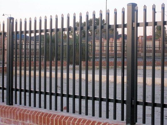 Black Powder Coated Spear Top Garden Odm Steel Tubular Fencing 2.4m Height